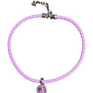 Versace Purple Braided Necklace with Silver Medusa Pendant